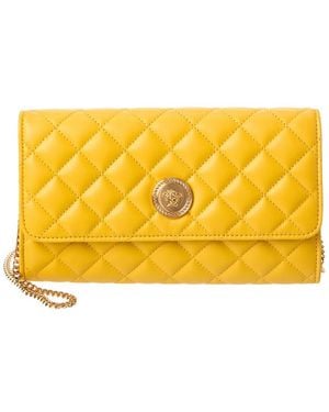 Versace Iconic Leather Wallet On Chain - Yellow