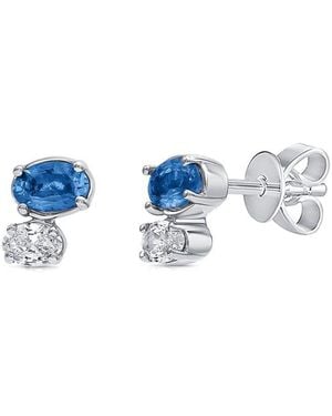 Sabrina Designs 14K 0.94 Ct. Tw. Diamond & Sapphire 2-Stone Stud Earrings - Blue