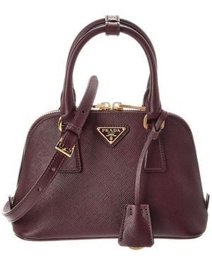 Prada Logo Mini Leather Satchel - Purple