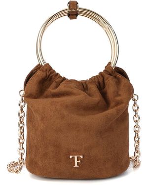 Tiffany & Fred Paris Circular Suede Top-Handle Crossbody - Brown