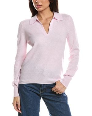 Forte Split Neck 100% Cashmere Polo Jumper - Purple