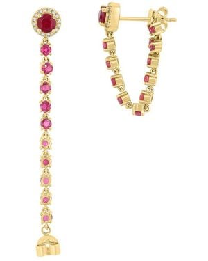 Effy Fine Jewelry 14K Rose 1.78 Ct. Tw. Diamond & Ruby Earrings - White