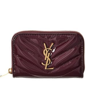 Saint Laurent Cassandra Patent Zip Around Wallet - Purple