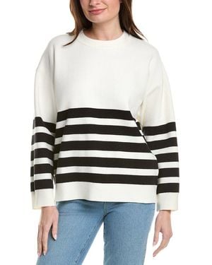English Factory Stripe Round Neck Jumper - White