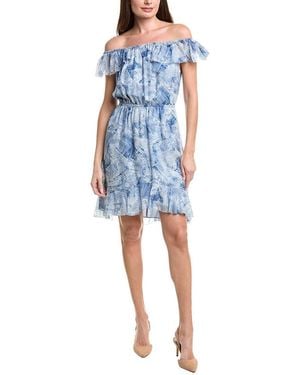 L'Agence Leonie Off-Shoulder Silk Dress - Blue
