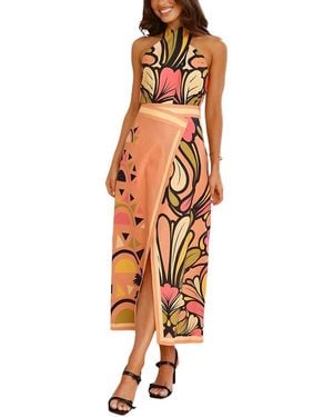Esea 2pc Linen-blend Top & Skirt Set - Metallic