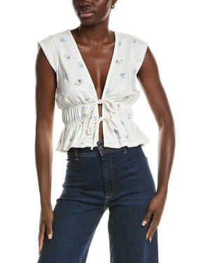 Wayf Linen-Blend Top - Blue