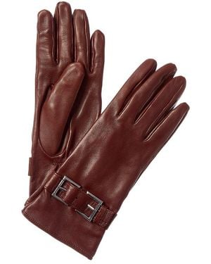 Portolano Belted Silk-Lined Leather Gloves - Brown