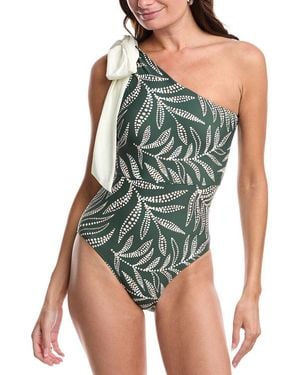 summersalt The Bow-Shoulder Ruched Sidestroke One-Piece - Green