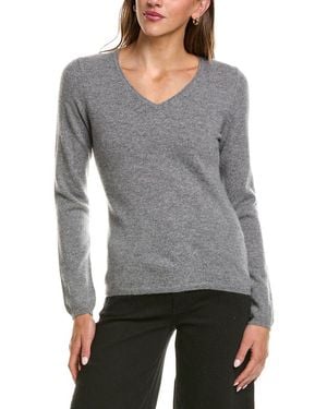InCashmere Basic V-Neck 100% Cashmere Sweater - Gray