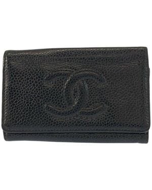 CHANEL Leather Coco Mark Key Case - Black