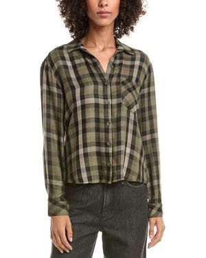 Bella Dahl Slouchy Pocket Button Down Shirt - Green