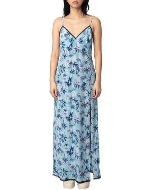 Zadig & Voltaire Sunset Palm Silk Dress - Blue