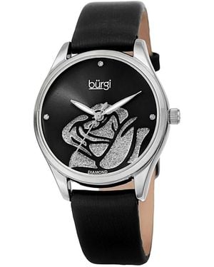 Burgi Burgi Satin Over Leather Watch - Black