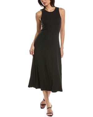 Theory Racer Linen-Blend Midi Dress - Black
