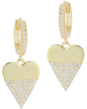 Sphera Milano 14k Over Silver Cz Heart Earrings - White