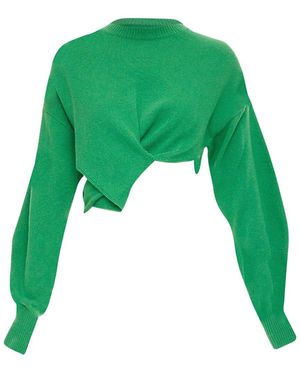 McQueen Twisted Curved Sleeves Pullover Jumper, Size Int (Authentic Pre-Loved) - Green