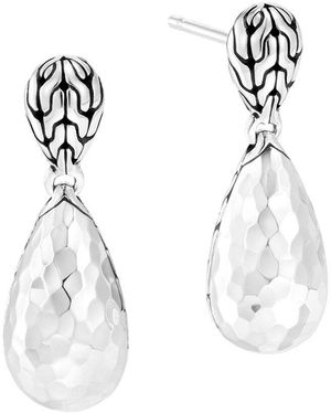 John Hardy Silver Classic Chain Drop Earrings - White