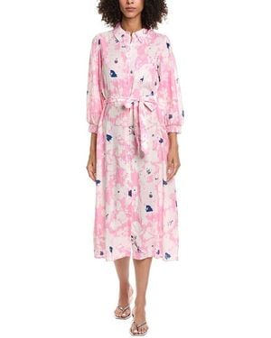 Pom Linen-Blend Midi Shirtdress - Pink