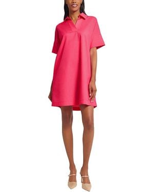 Ming Wang Side Pocket A-Line Cotton Shirt Dress - Red