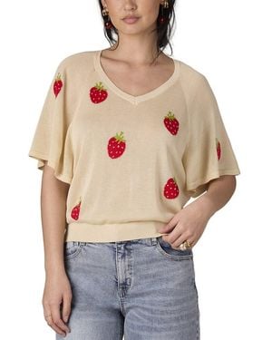 Wit & Wisdom Bat Wing V-Neck Jacquard Top - Grey