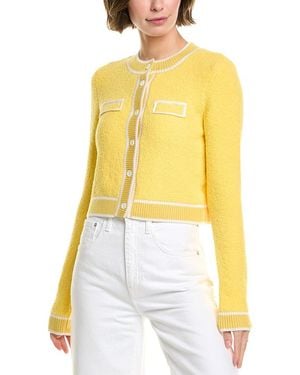 Alice + Olivia Rhoda Cropped Fitted Wool-Blend Cardigan - Yellow