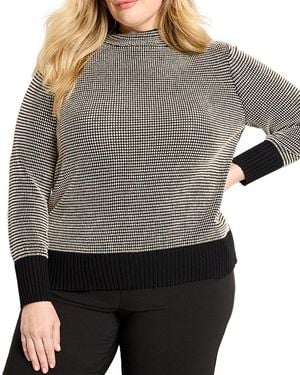 NIC+ZOE Plus Funnel Neck Pixel Knit Jumper - Grey