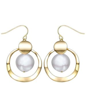 Genevive Jewelry 14k Over Silver 15mm Pearl Dangle Earrings - Metallic