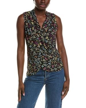 Vince Camuto Front Cross Over Wrap Tank Top - Black