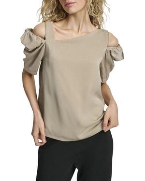 DKNY Short Sleeve Asymmetrical Top - Natural