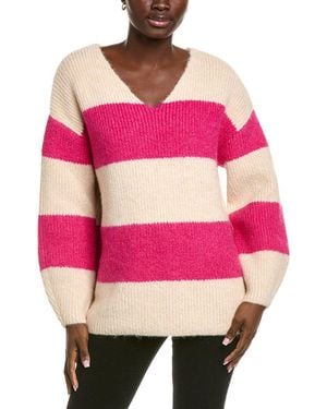 Endless Rose Fuzzy Striped Oversized Wool-Blend Jumper - Pink