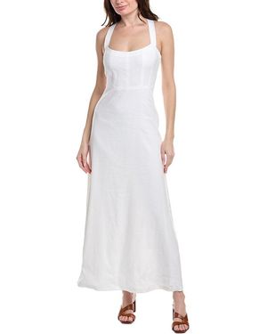 Theory Seamed Linen-Blend Maxi Dress - White