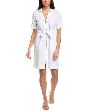 Sharagano Nanette Nanette Lepore Front Zip Shirtdress - White