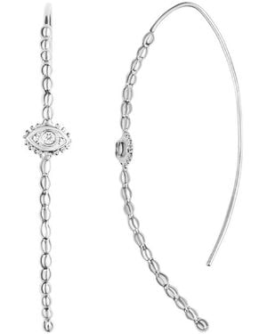 Karma and Luck Sterling Cz Hoop Earrings - White