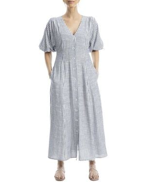 Max Studio Puff Sleeve V-Neck Maxi Dress - Grey