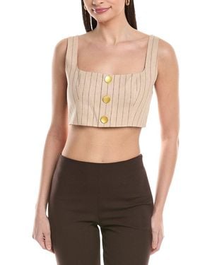 L'Agence Maylin Linen-Blend Bralette Top - Blue