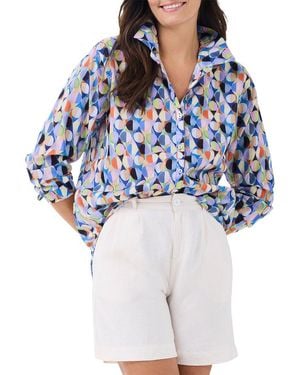 NIC+ZOE Social Circles Boyfriend Shirt - Blue