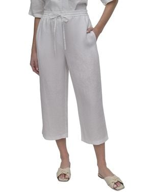 DKNY Pull-On Straight Leg Linen Pant - Grey