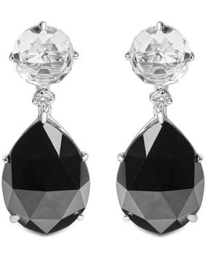 Haus of Brilliance Colourful Gemstones 18K 38.20 Ct. Tw. Diamond & Onyx Dangle Earrings - Black