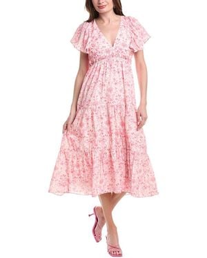 Sail To Sable V-Neck Cinched Waist Maxi Dress - Pink