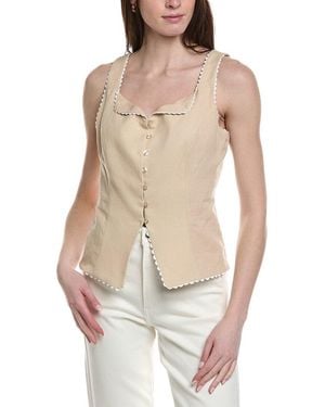 Ellen Tracy Ric Rac Linen-Blend Tank - White