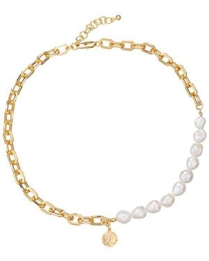 Eye Candy LA Pearl Grace Double Chain Pendant Necklace - Metallic