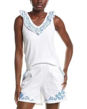 Johnny Was Mixed Media Flutter Tank - White
