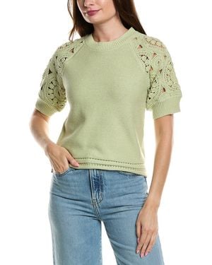 Design History Crochet Sleeve Jumper - Green