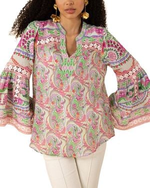 Hale Bob Ezra Long Sleeve Silk-Blend Top - Natural