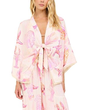 Surf Gypsy Crepe Tie Front Top - Pink