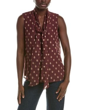 Anne Klein Plus Bow Tie Front Blouse - Brown