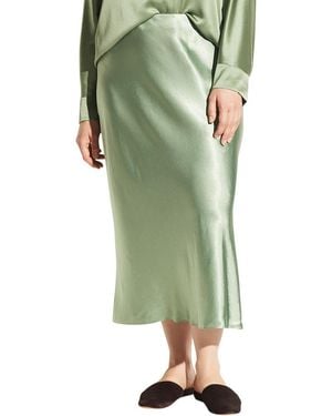 Vince Side Slit Slip Skirt - Green