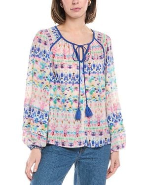 Stellah Peasant Blouse - Blue