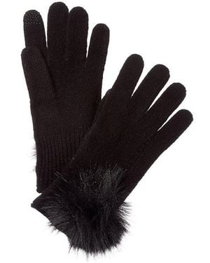 Hannah Rose Scallop Cashmere Gloves - Black